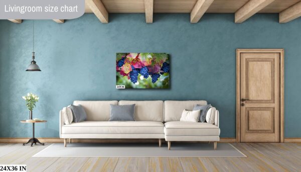 A living room with blue walls and white furniture.