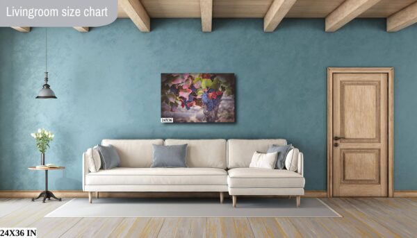 A living room with blue walls and white furniture.