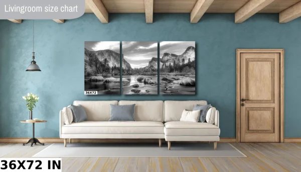 A living room with a couch and a painting