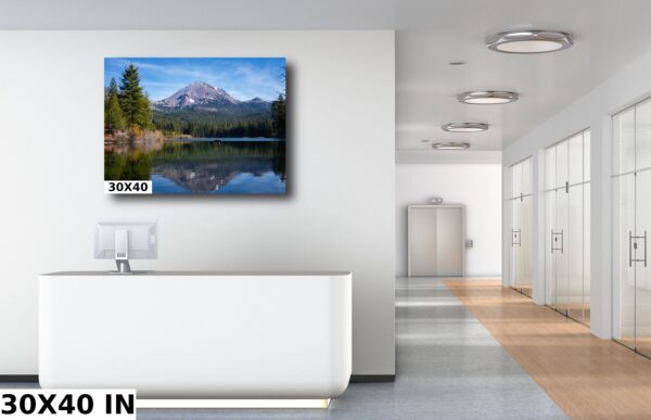 A large picture of some mountains and trees