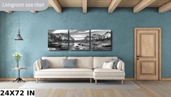 A living room with a couch and a painting