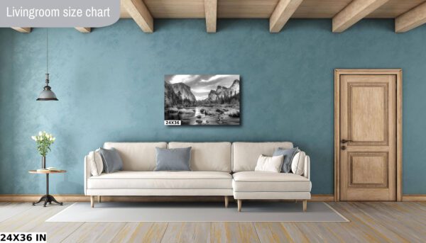 A living room with blue walls and white furniture.