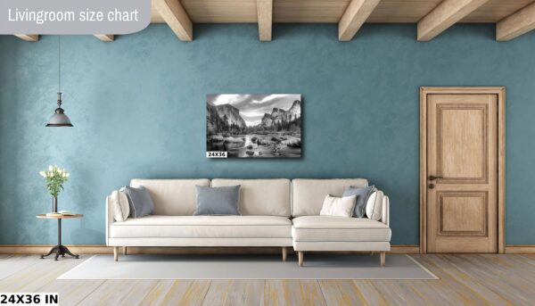 A living room with blue walls and white furniture.