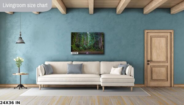 A living room with blue walls and white furniture.