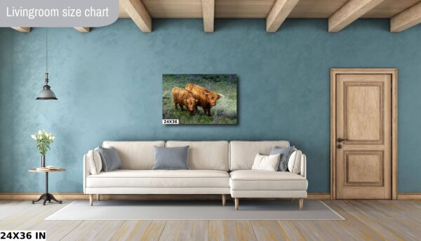 A living room with a couch and a painting on the wall