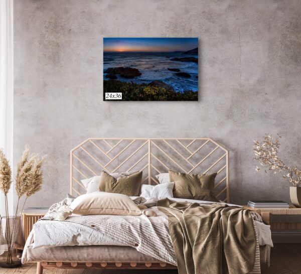 A bed room with a white and brown bedspread