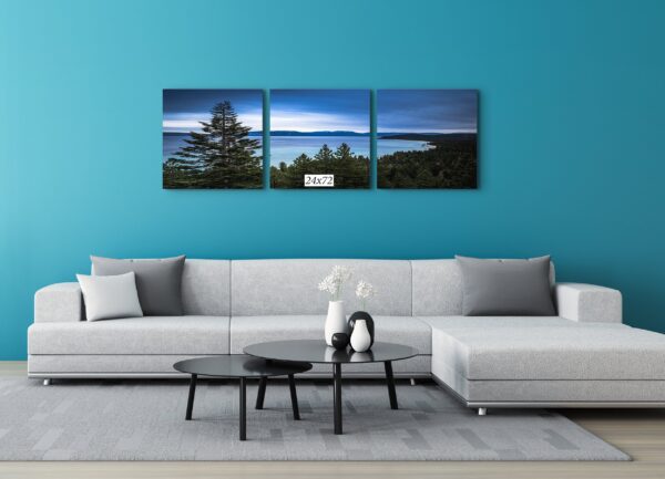 A living room with a couch and table