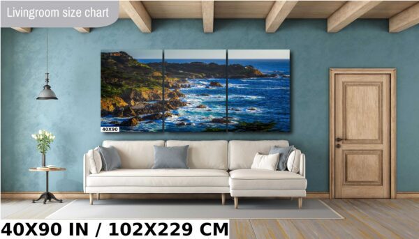 A couch and some water on the wall