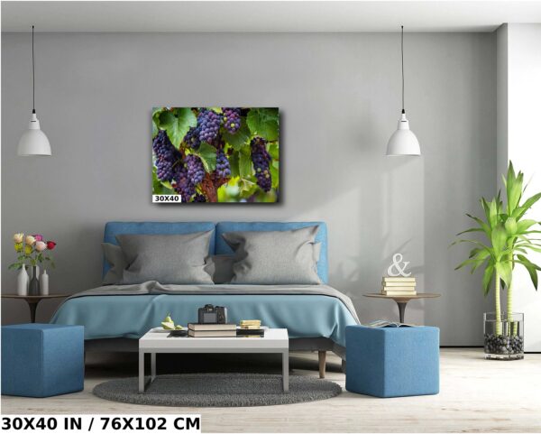 A bedroom with a bed and blue furniture
