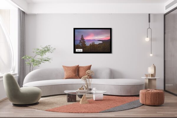 A living room with a couch and table