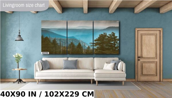 A living room with a couch and a painting