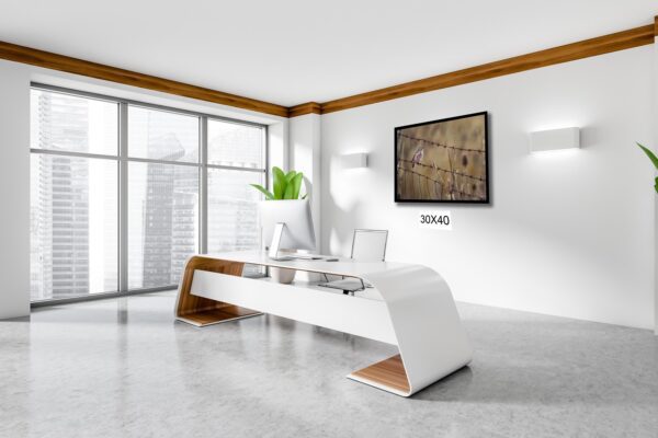 A white room with a large window and a table