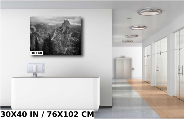 A large picture of mountains in the background