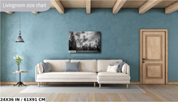 A living room with blue walls and white furniture.