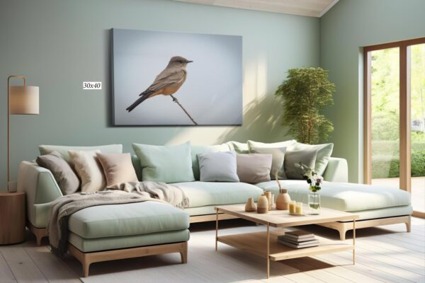 A bird sitting on the branch of a tree in a living room.