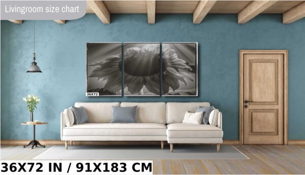 A large black and white flower on canvas