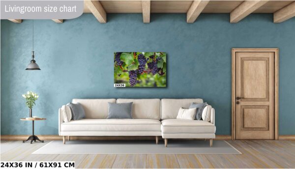 A living room with a couch and a painting on the wall