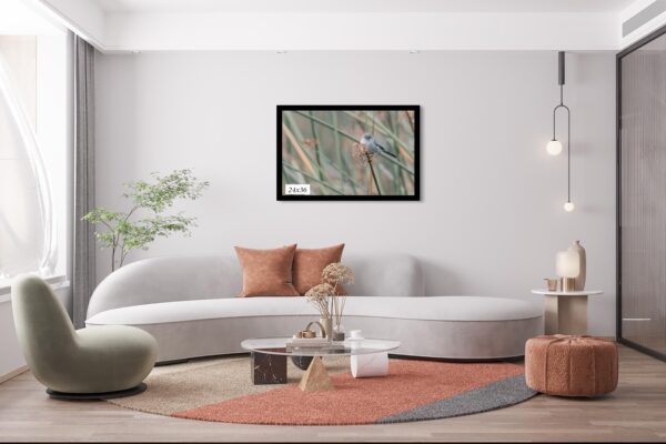 A living room with a couch and coffee table