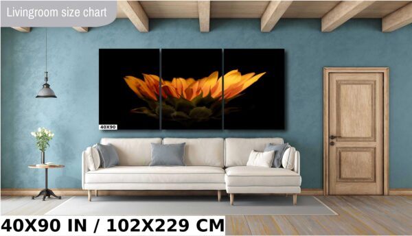 A large painting of a flower on the wall