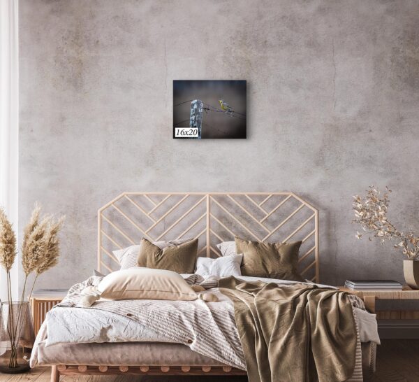 A bed room with a large bed and two pillows