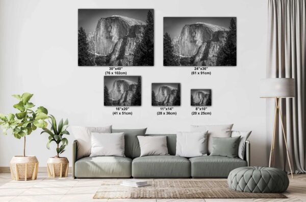 A living room with couch and pillows, and several different sizes of pictures.