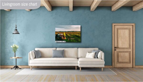 A living room with a couch and blue walls