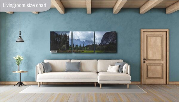 A living room with a couch and blue walls