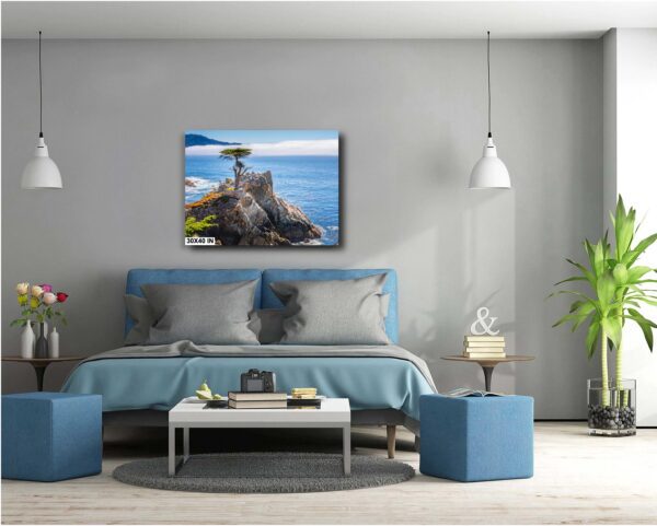 A bedroom with a bed and two blue ottomans