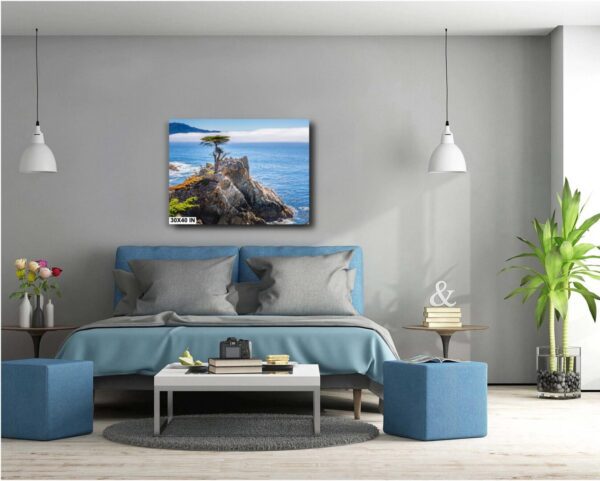 A bedroom with a bed and two blue ottomans