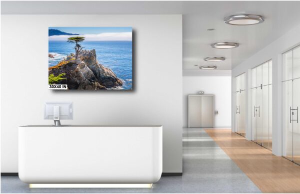A bathroom with a large painting on the wall