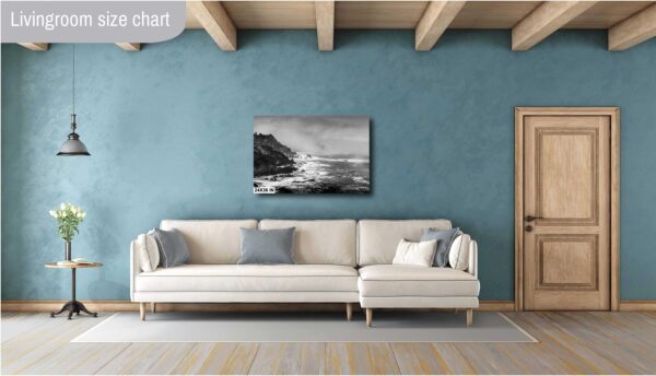 A living room with blue walls and white furniture.