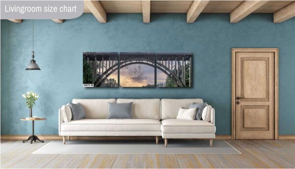 A couch and wall hanging in a room.