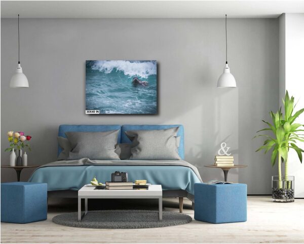 A bedroom with a bed and two tables