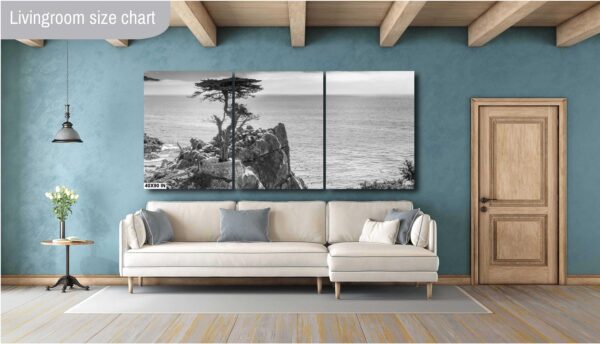 A living room with two large paintings on the wall