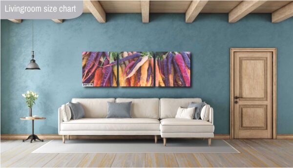 A living room with a couch and a painting on the wall