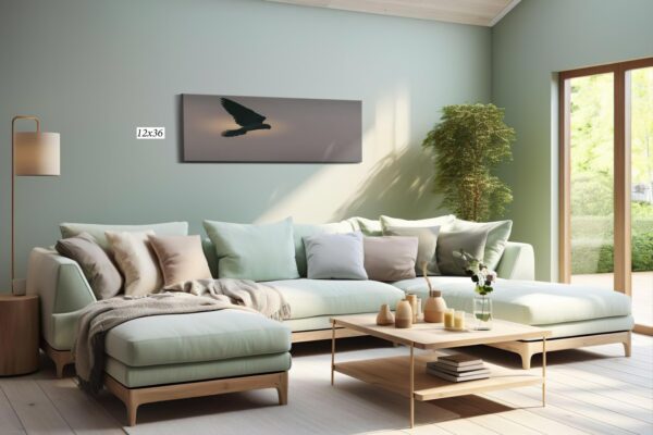 A living room with a couch and table