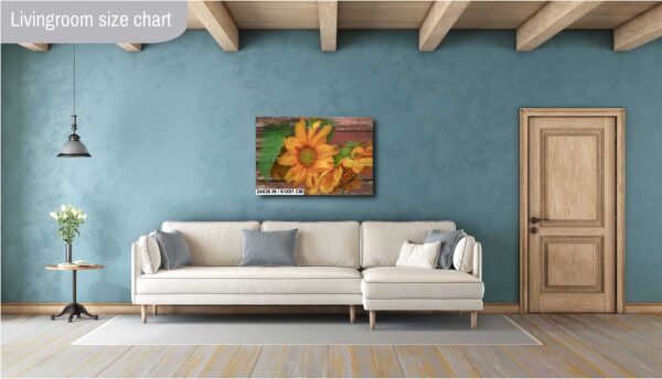 Rustic Sunflower Fusion – Vibrant Blooms on Weathered Barnwood - Image 4