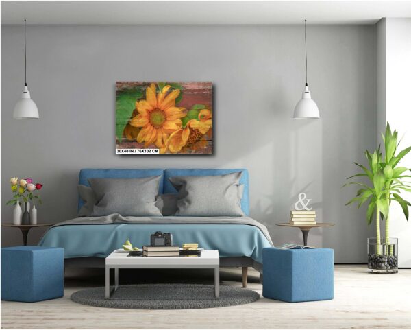 Rustic Sunflower Fusion – Vibrant Blooms on Weathered Barnwood - Image 7