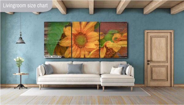 Rustic Sunflower Fusion – Vibrant Blooms on Weathered Barnwood - Image 3